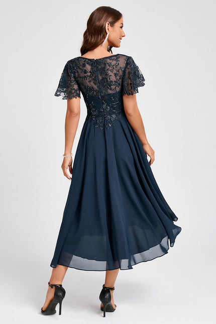 Robe Asymétrique Élégante Marine - gallery 1