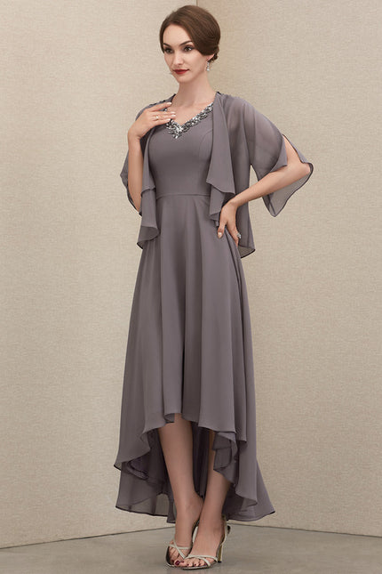 Robe Asymétrique Fluide Argentée - gallery 2