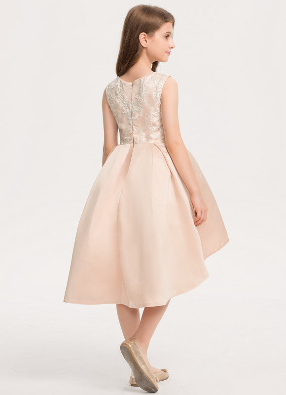 Robe Asymétrique En Satin Perlée - gallery 1