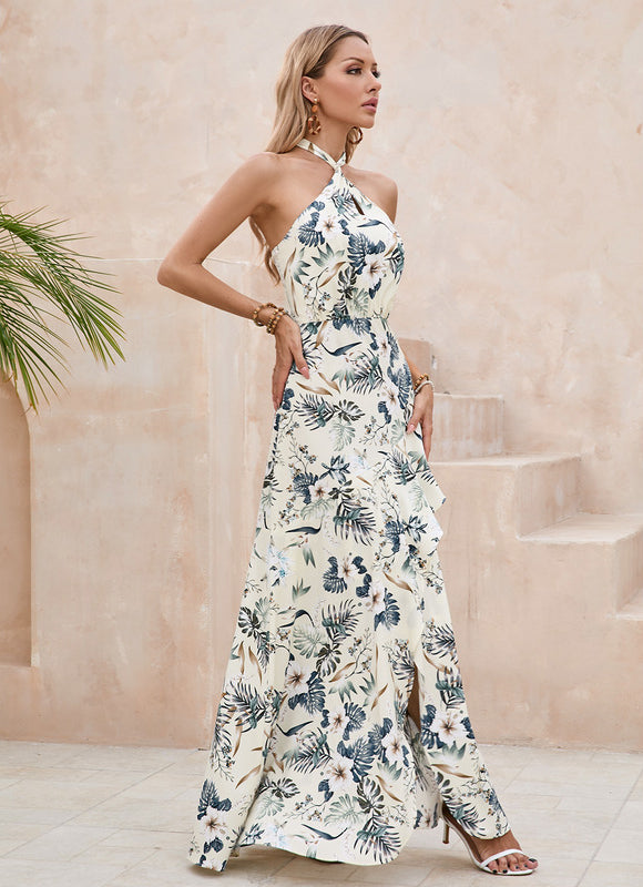 Robe Asymétrique Maxi Tropicale - gallery 4