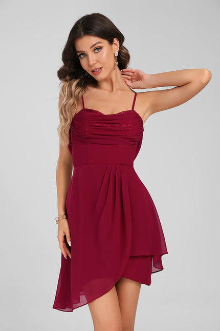 Robe Courte Asymétrique À Sequins