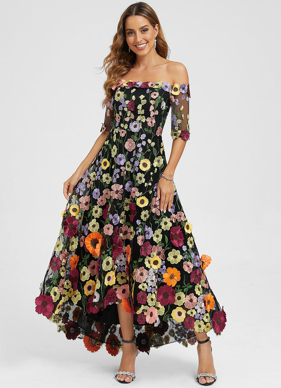 Robe Asymétrique Étoffe Florale