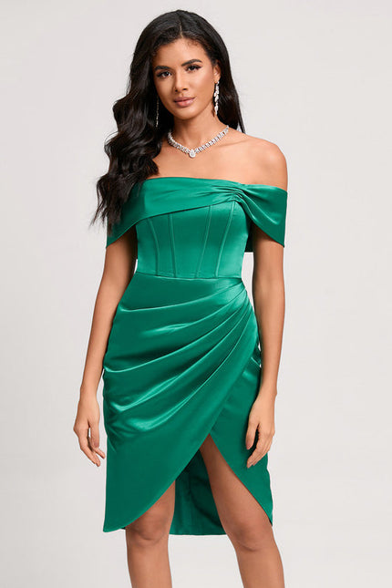 Robe Mi-Longue Asymétrique Drapée En Satin