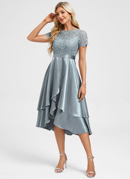 Robe De Cocktail Asymétrique Dentelle