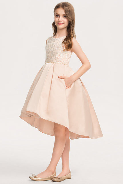 Robe Asymétrique En Satin Perlée - gallery 4