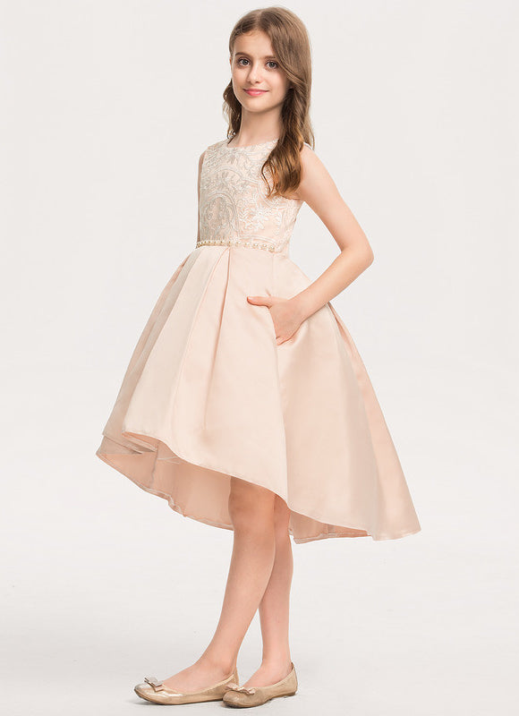 Robe Asymétrique En Satin Perlée - gallery 4