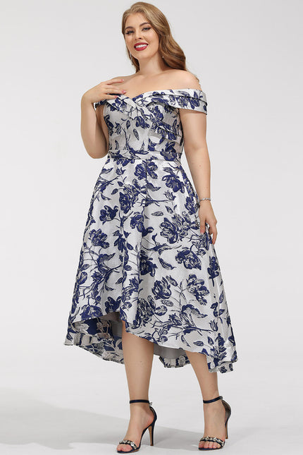 Robe Asymétrique Fleurie Satinée - gallery 6