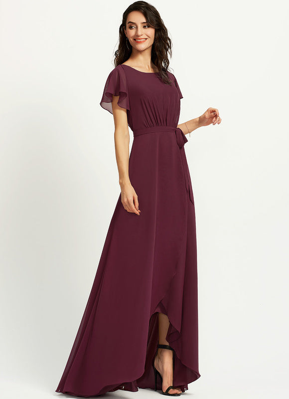 Robe Asymétrique Fluide À Volants - gallery 2