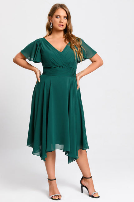 Robe Courte Asymétrique Coupe Trapèze À Volants - gallery 9