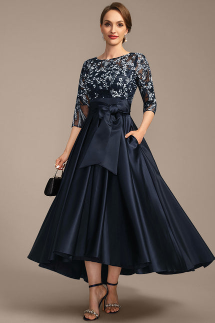 Robe Asymétrique Satinée Florale - gallery 4