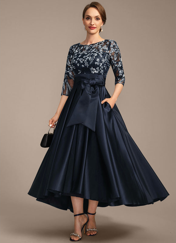 Robe Asymétrique Satinée Florale - gallery 4