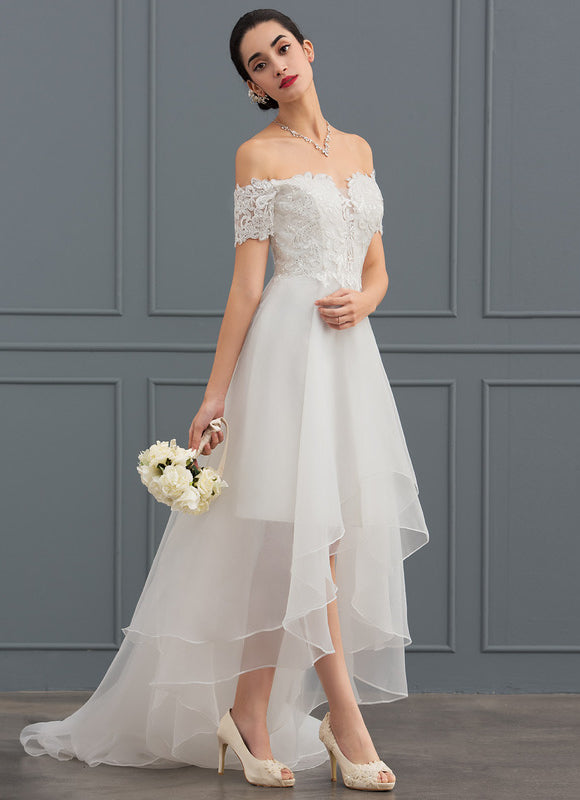Robe Asymétrique Organza Étoilée - gallery 2