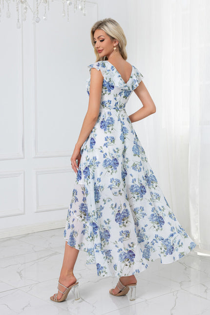 Robe Asymétrique Fleurie Midi - gallery 1