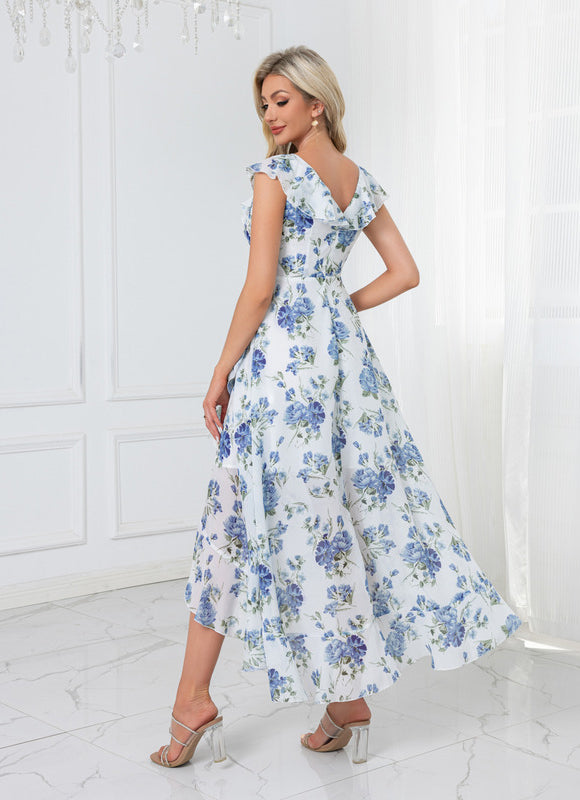 Robe Asymétrique Fleurie Midi - gallery 1