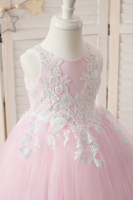 Robe Asymétrique Tulle Rose Décorative - gallery 2
