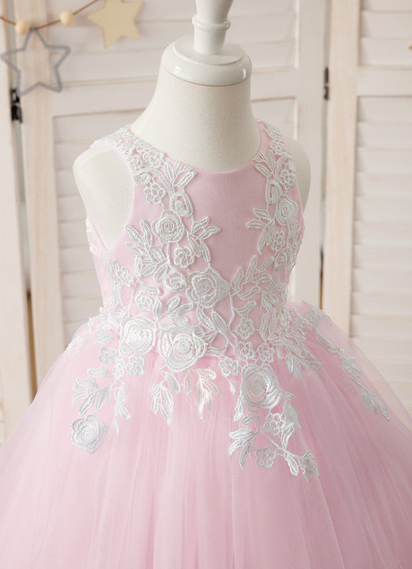 Robe Asymétrique Tulle Rose Décorative - gallery 2