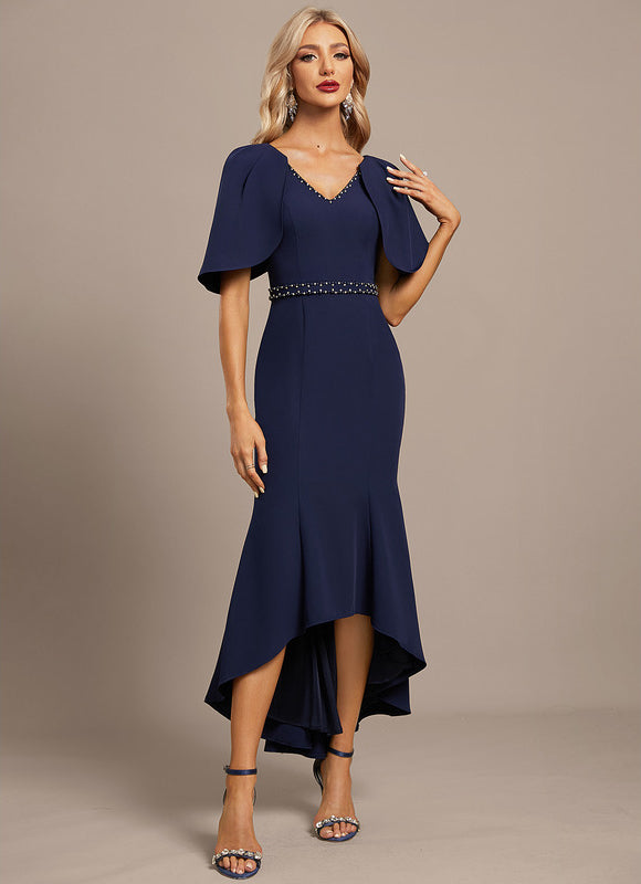 Robe Asymétrique Sirène Bleu Nuit - gallery 5