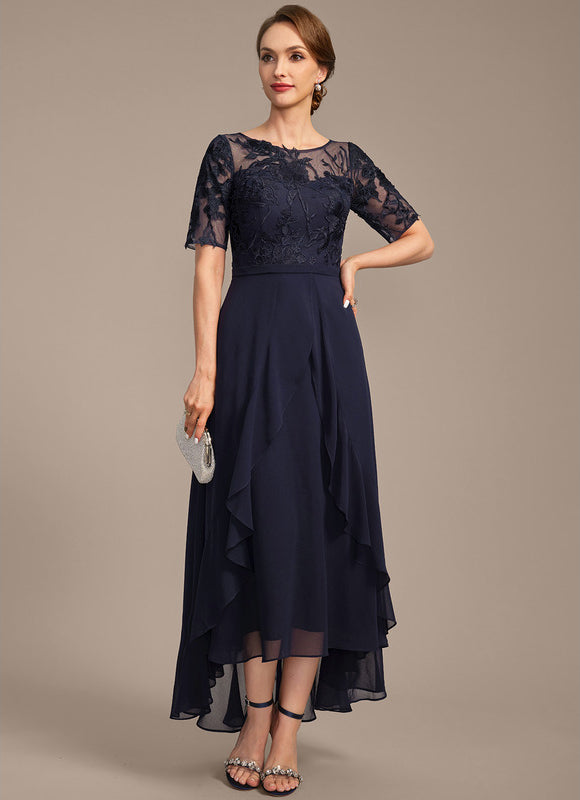 Robe Asymétrique Marine Élégante - gallery 2