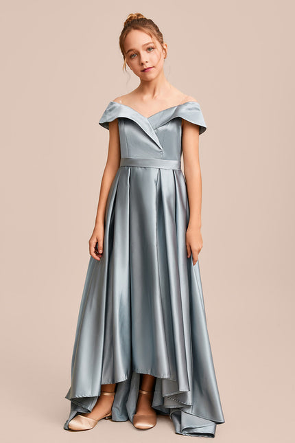Robe Asymétrique Satin Bleu Clair - gallery 3