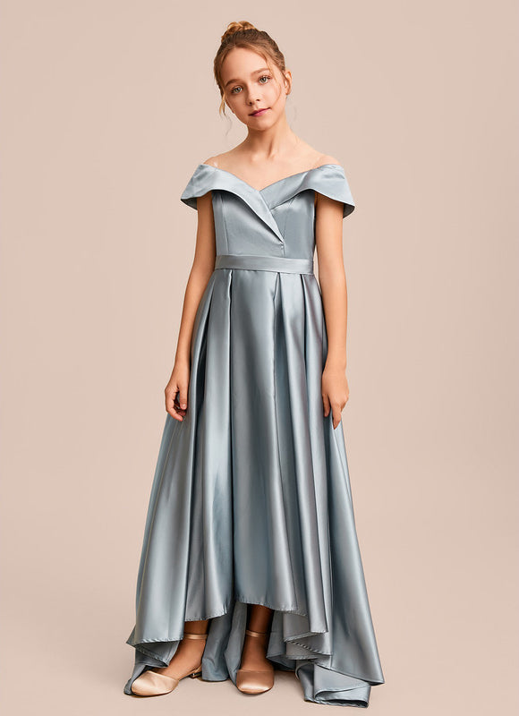 Robe Asymétrique Satin Bleu Clair - gallery 3