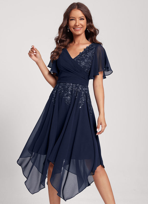 Robe Asymétrique Dentelle Élégante