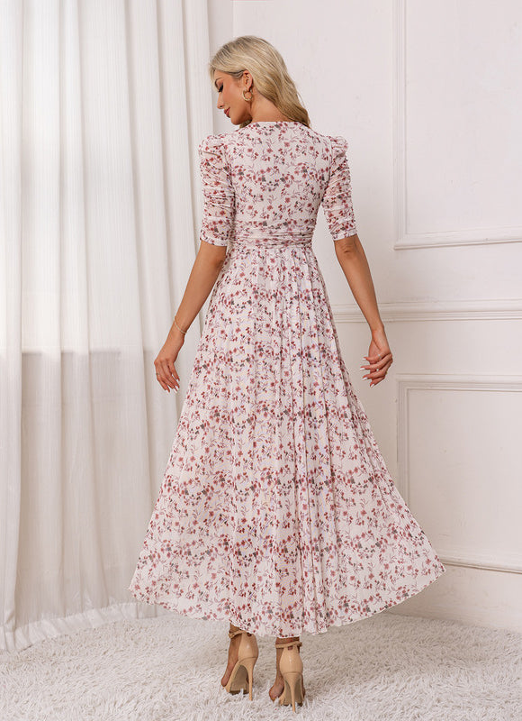 Robe Longue Asymétrique Fleurie - gallery 1