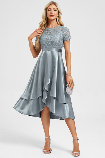 Robe De Cocktail Asymétrique Dentelle - gallery 1