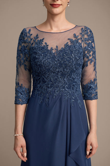 Robe Asymétrique Bleu Ornée - gallery 7