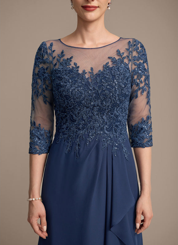 Robe Asymétrique Bleu Ornée - gallery 7