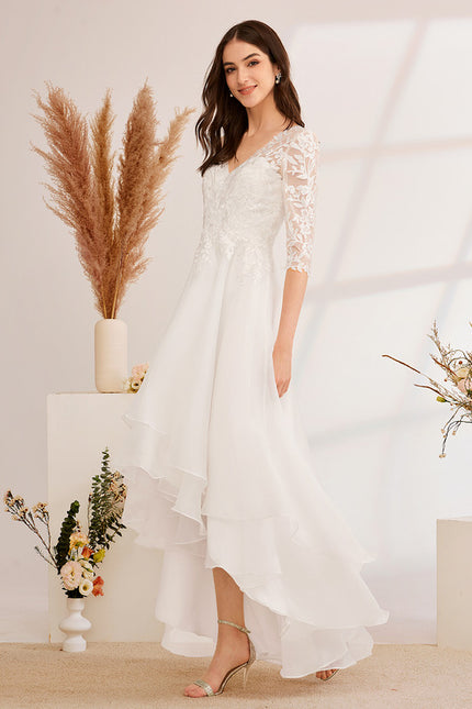 Robe Asymétrique Aérienne Dentelle - gallery 4