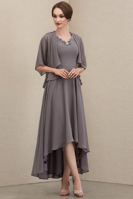 Robe Asymétrique Fluide Argentée - gallery 3