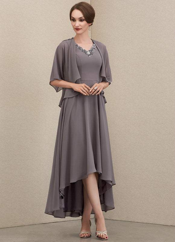 Robe Asymétrique Fluide Argentée - gallery 3