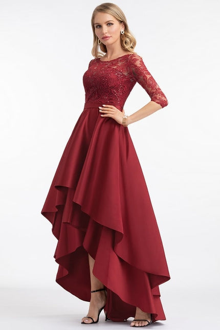Robe Asymétrique Éclatante Bordeau - gallery 2