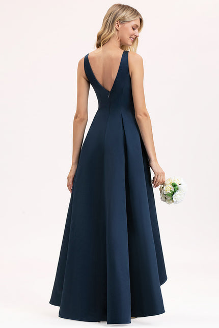 Robe Asymétrique Satin Turquoise - gallery 1