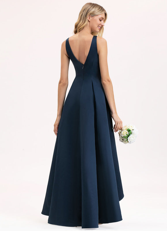 Robe Asymétrique Satin Turquoise - gallery 1