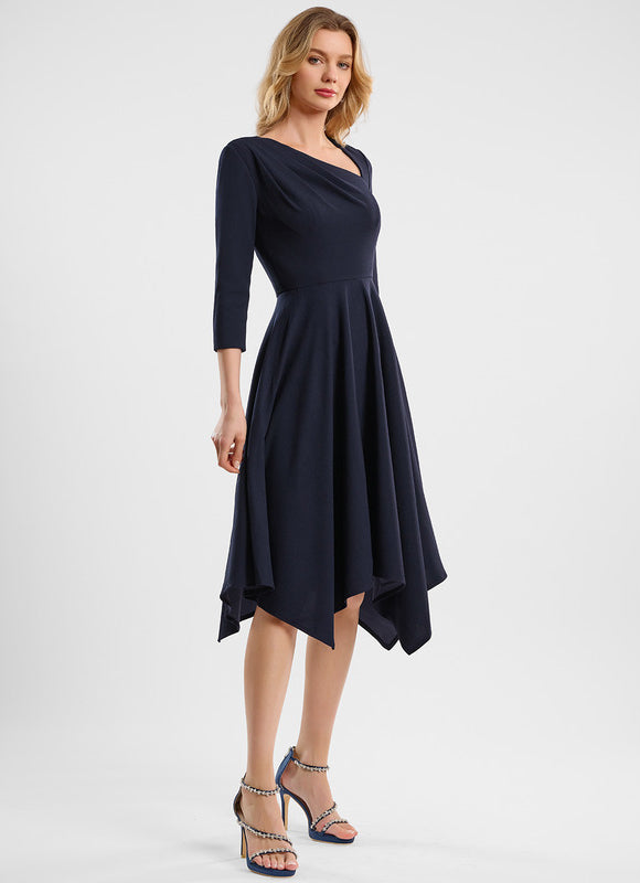 Robe Asymétrique Cocktail Asymétrique Marine - gallery 3