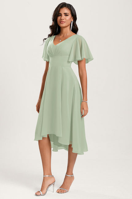 Robe Asymétrique Fluide Vert Pâle - gallery 1