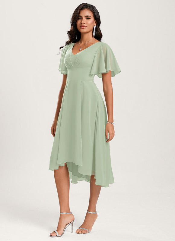 Robe Asymétrique Fluide Vert Pâle - gallery 1