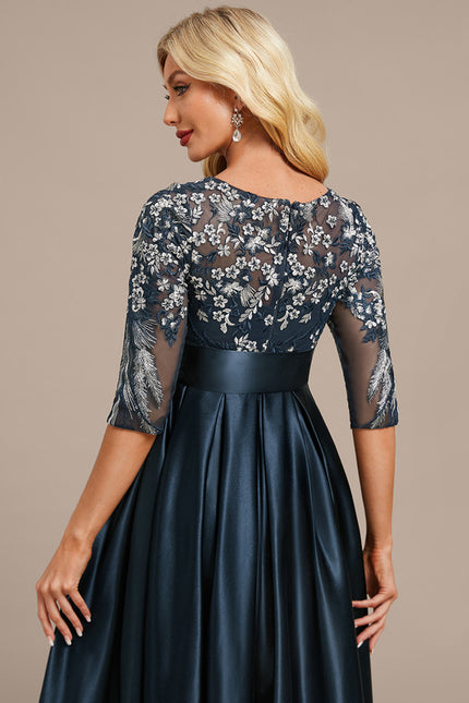 Robe Asymétrique Satin Brodée - gallery 6