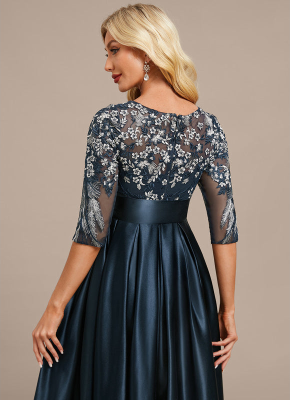 Robe Asymétrique Satin Brodée - gallery 6