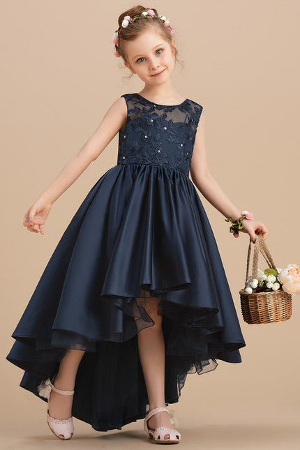 Robe Asymétrique Satin Fleurie