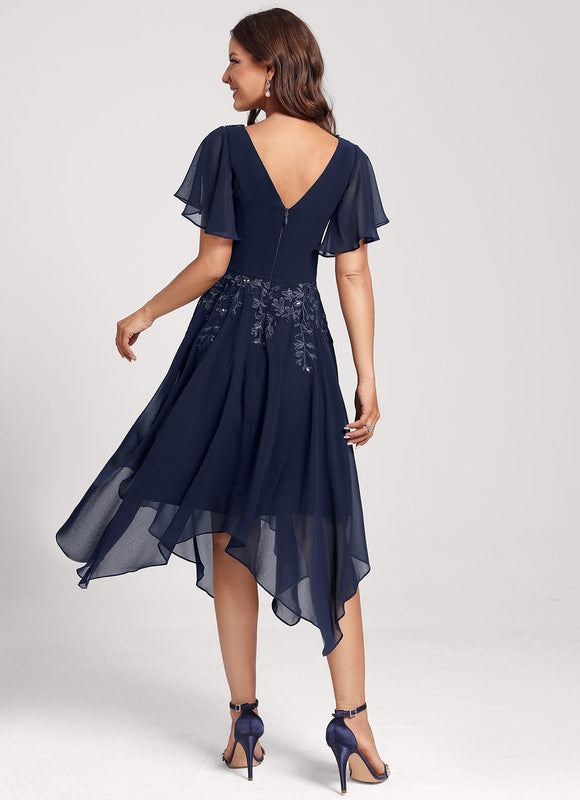Robe Asymétrique Dentelle Élégante - gallery 2