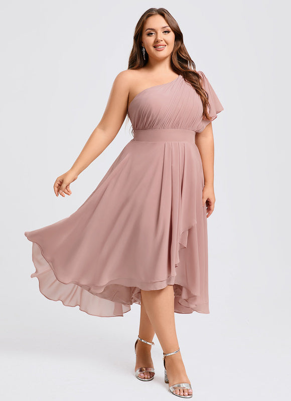 Robe Asymétrique Asymétrique Rose Élégante - gallery 5