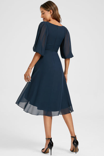 Robe Courte Asymétrique Coupe Trapèze À Volants - gallery 5