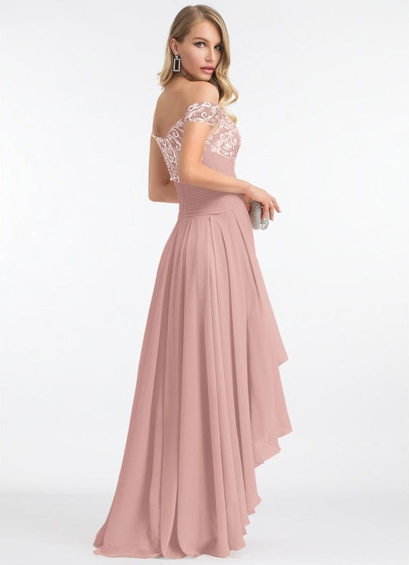 Robe Asymétrique Rosée Plissée