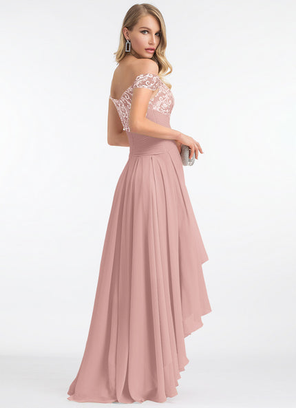 Robe Asymétrique Dentelle Rose