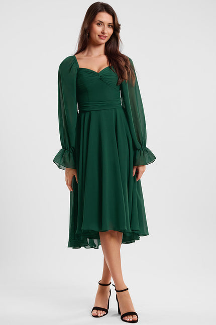Robe Asymétrique Fluide Vert Pâle - gallery 3