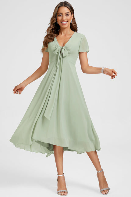 Robe Asymétrique Fluide Vert Pâle