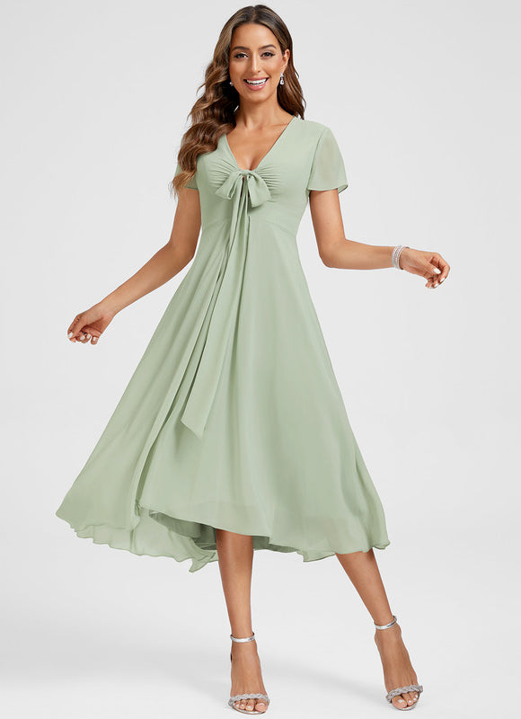 Robe Asymétrique Fluide Vert Pâle