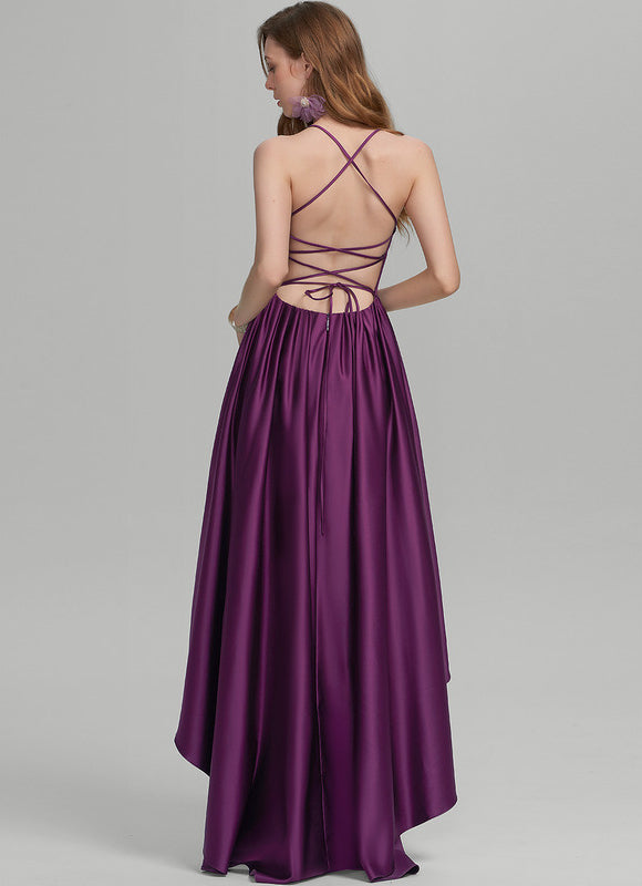 Robe Asymétrique Éclat De Satin Royal - gallery 2